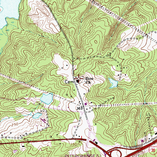 Topographic Map of Zion Lutheran Church, SC