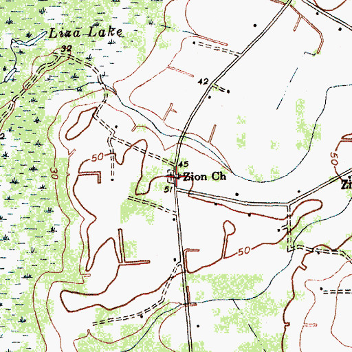 Topographic Map of Zion Church, SC