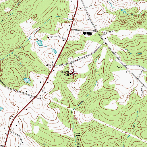 Topographic Map of Zion Church, SC