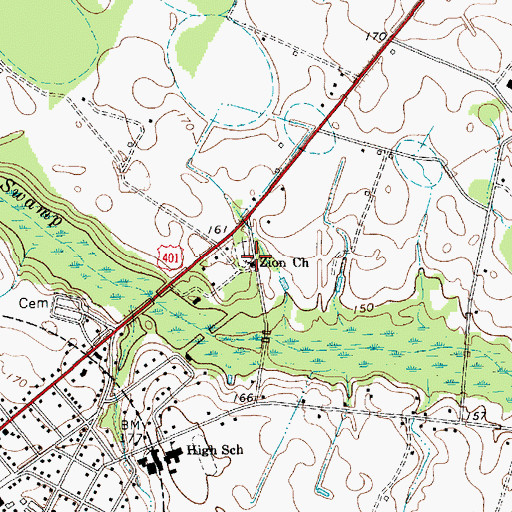 Topographic Map of Zion Church, SC