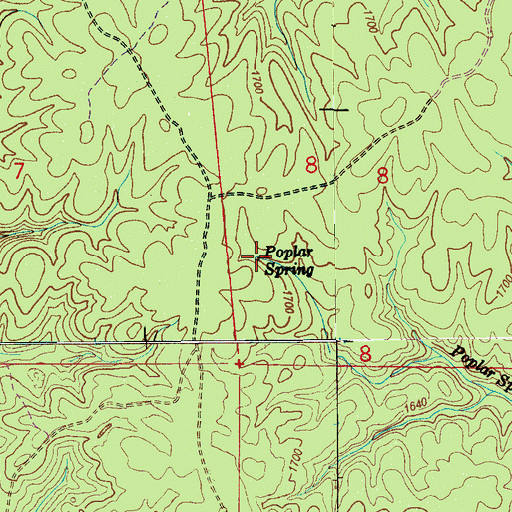Topographic Map of Poplar Spring, AL