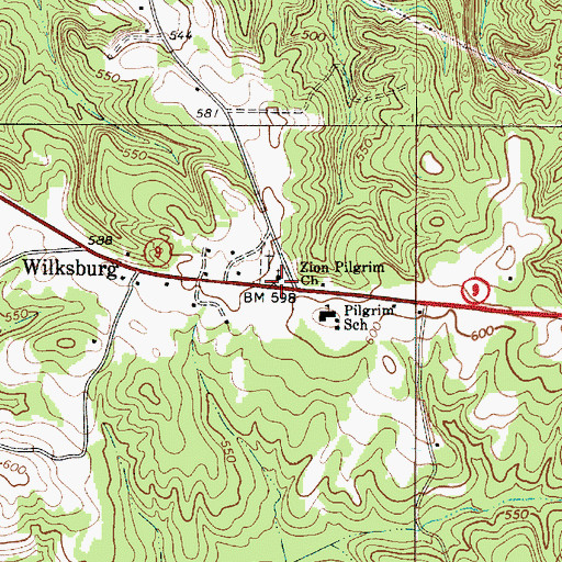 Topographic Map of Zion Pilgrim Church, SC