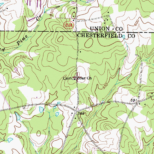 Topographic Map of Zoar Church, SC