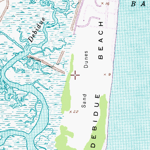 Topographic Map of Debidue Island, SC