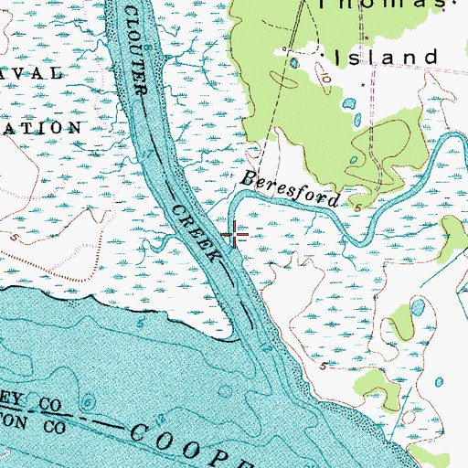 Topographic Map of Beresford Creek, SC