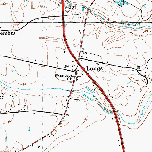 Topographic Map of Ebenezer Church, SC