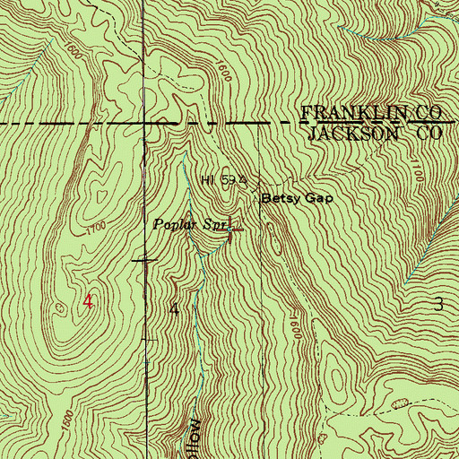 Topographic Map of Poplar Spring, AL