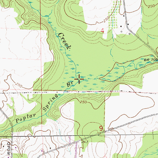 Topographic Map of Poplar Spring Branch, AL