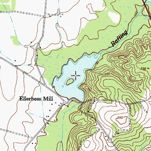 Topographic Map of Ellerbees Millpond, SC