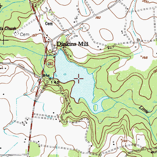 Topographic Map of Dinkins Millpond, SC