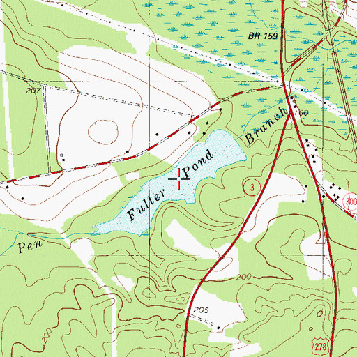 Topographic Map of Fuller Pond, SC