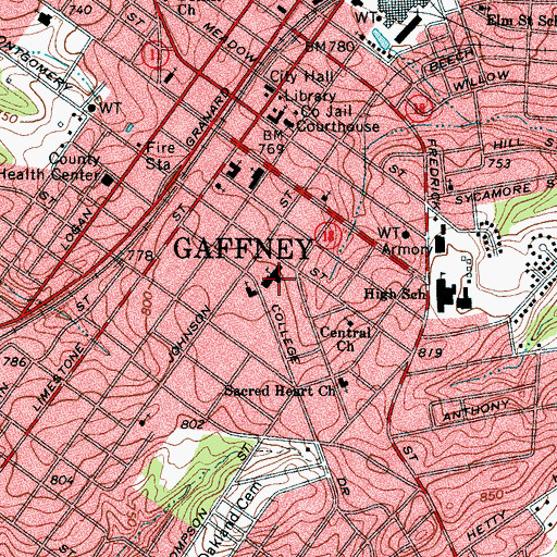Topographic Map of Central Elementary School, SC