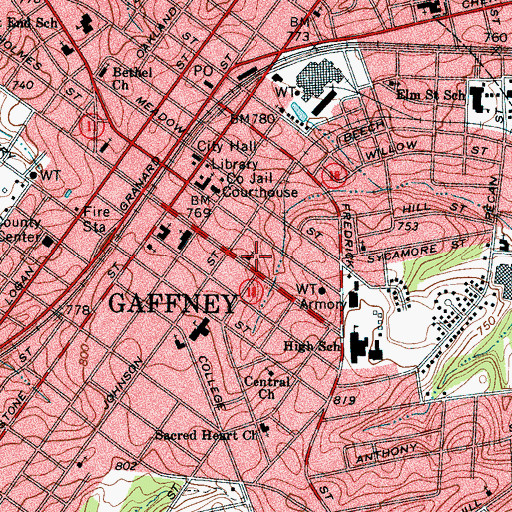 Topographic Map of Dunton United Methodist Church, SC
