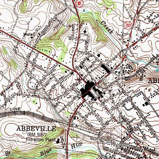Topographic Map of Abbeville Presbyterian Church, SC