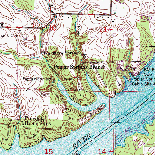 Topographic Map of Poplar Springs Branch, AL