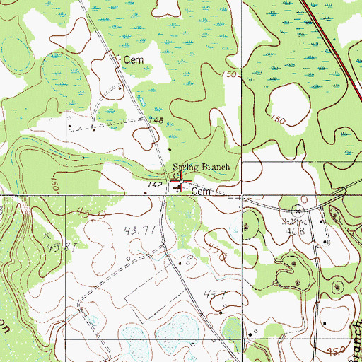 Topographic Map of Spring Branch Baptist Church, SC