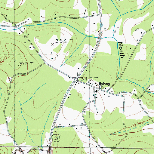 Topographic Map of Bellvue, SC