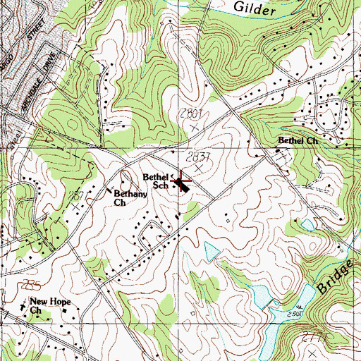 Topographic Map of Bethel Elementary School, SC