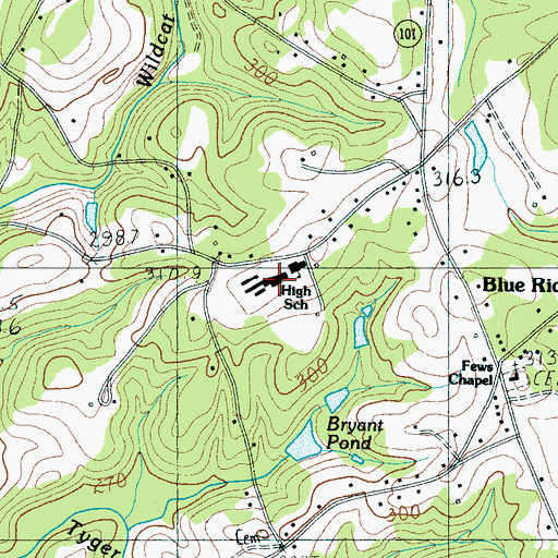 Topographic Map of Blue Ridge School, SC