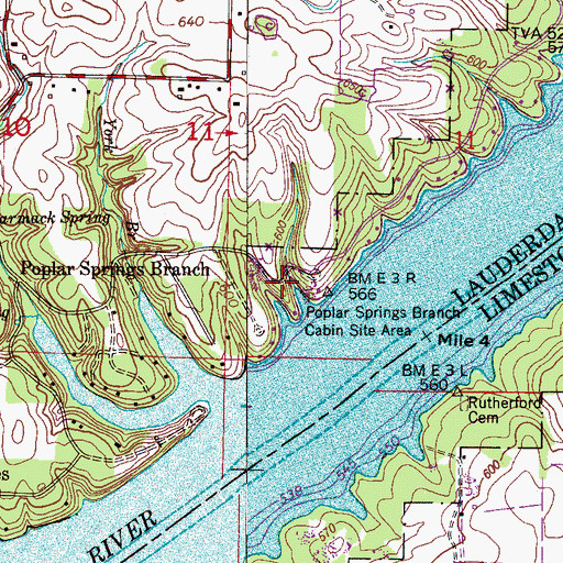 Topographic Map of Poplar Springs Branch Cabin Site Area, AL