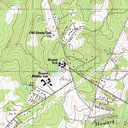 Topographic Map of Bryson Elementary School, SC