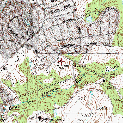 Topographic Map of East Gantt Elementary School, SC