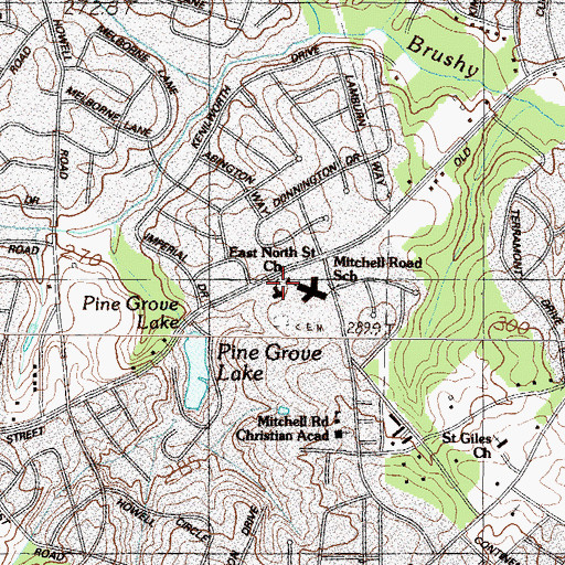 Topographic Map of East North Street Church, SC