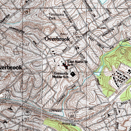 Topographic Map of East North Street Elementary School, SC