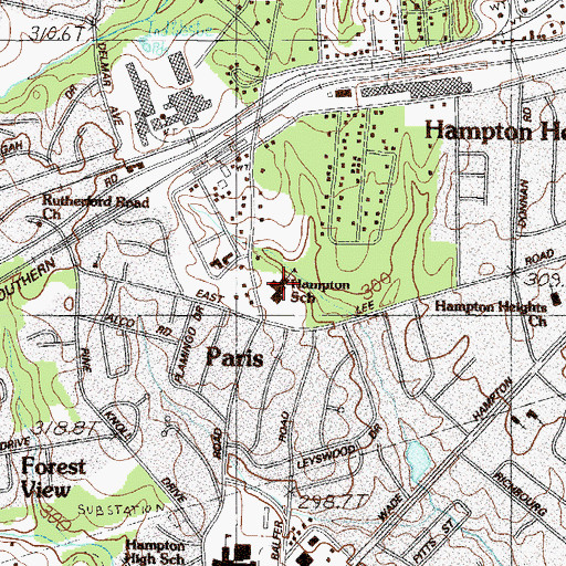 Topographic Map of Wade Hampton Elementary School, SC