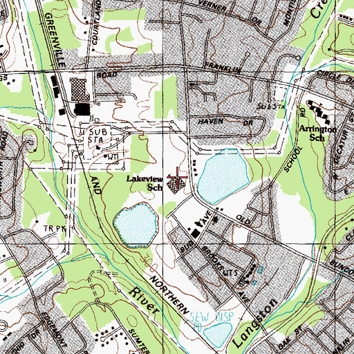Topographic Map of Lakeview Middle School, SC