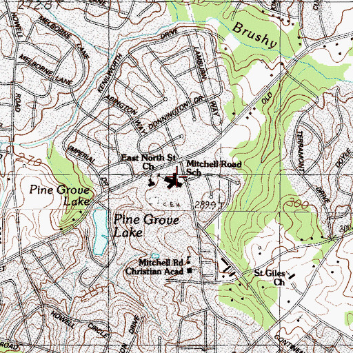 Topographic Map of Mitchell Road Elementary School, SC