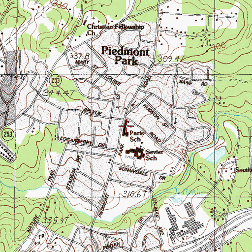 Topographic Map of Paris Elementary School, SC
