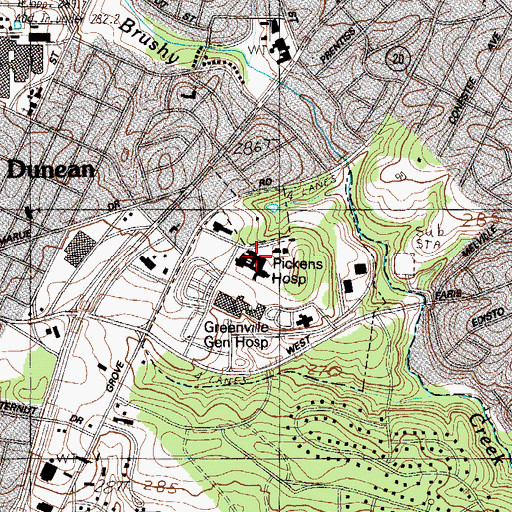 Topographic Map of Pickens Hospital, SC