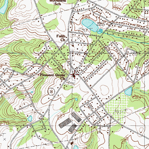 Topographic Map of Pleasant Grove Church, SC