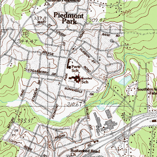 Topographic Map of Sevier Middle School, SC