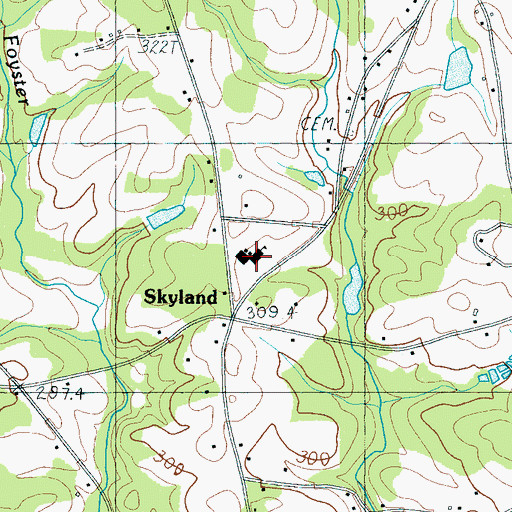 Topographic Map of Skyland School, SC