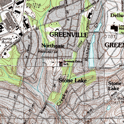 Topographic Map of Summitt Drive Elementary School, SC