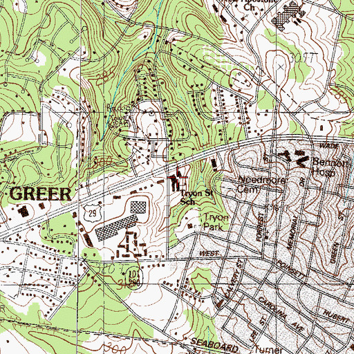 Topographic Map of Tryon Street Elementary School, SC