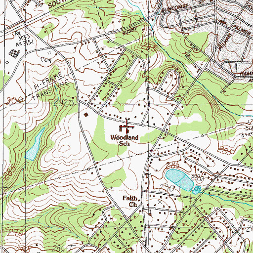 Topographic Map of Woodland Elementary School, SC