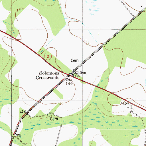 Topographic Map of Solomons Cross Roads School (historical), SC
