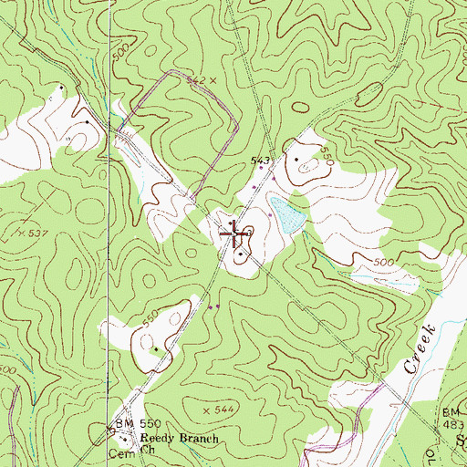 Topographic Map of Mobleys Crossroads, SC
