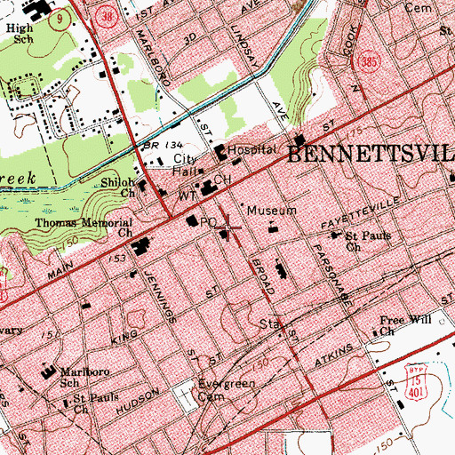 Topographic Map of First Presbyterian Church, SC