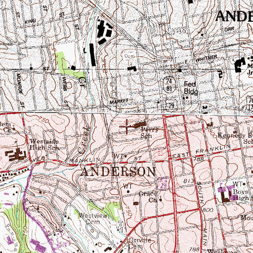 Topographic Map of Saint Paul First Baptist Church, SC