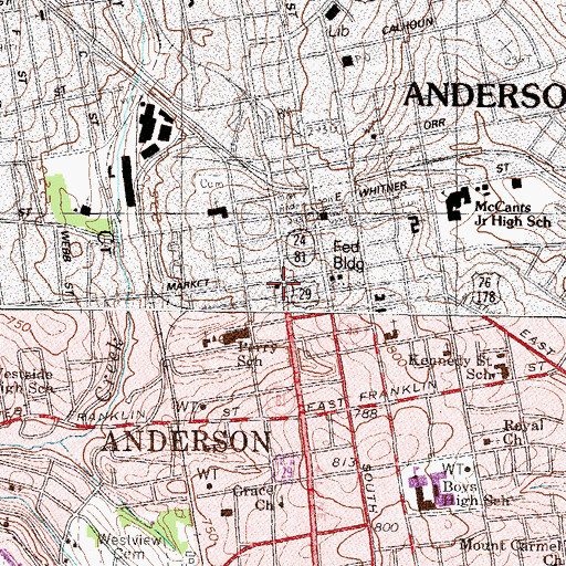 Topographic Map of Thompson Centennial Methodist Church, SC