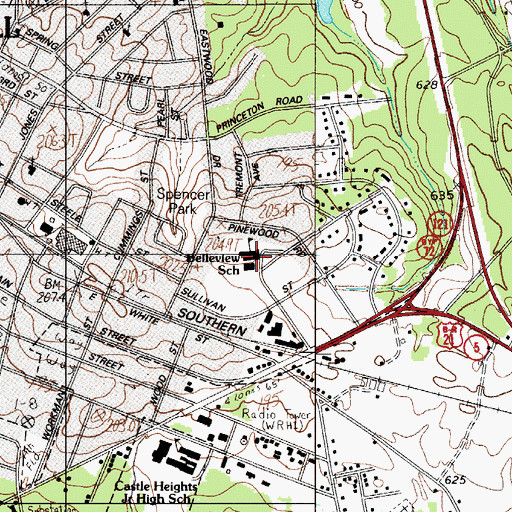 Topographic Map of Belleview Elementary School, SC