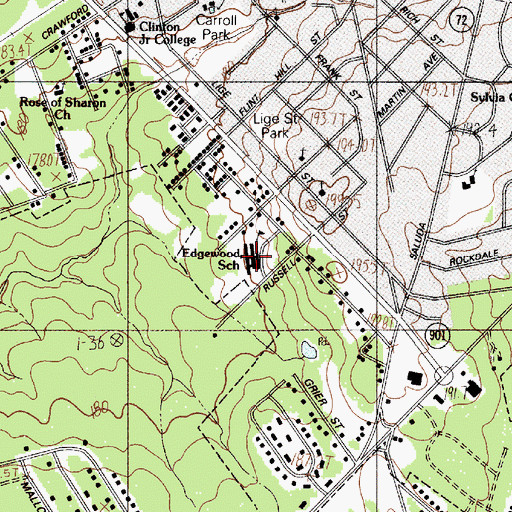 Topographic Map of Edgewood Elementary School, SC
