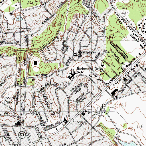 Topographic Map of Richmond Drive Elementary School, SC
