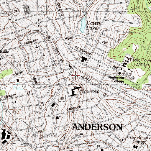 Topographic Map of Anderson Memorial Hospital, SC