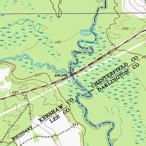 Topographic Map of Tillers Bridge, SC