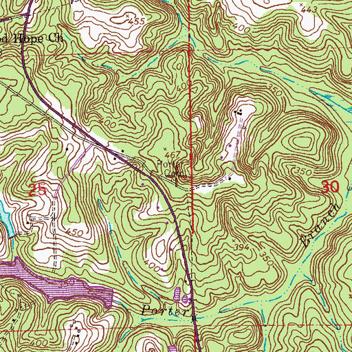 Topographic Map of Porter Cemetery, AL